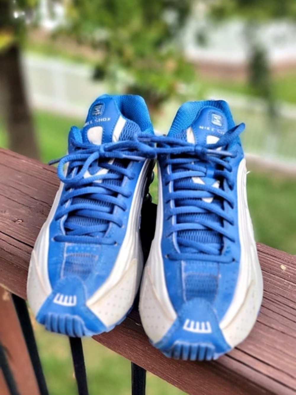 Nike Shox R4 Court Blue Metallic Silver Blue & White US 6 Athletic Shoes